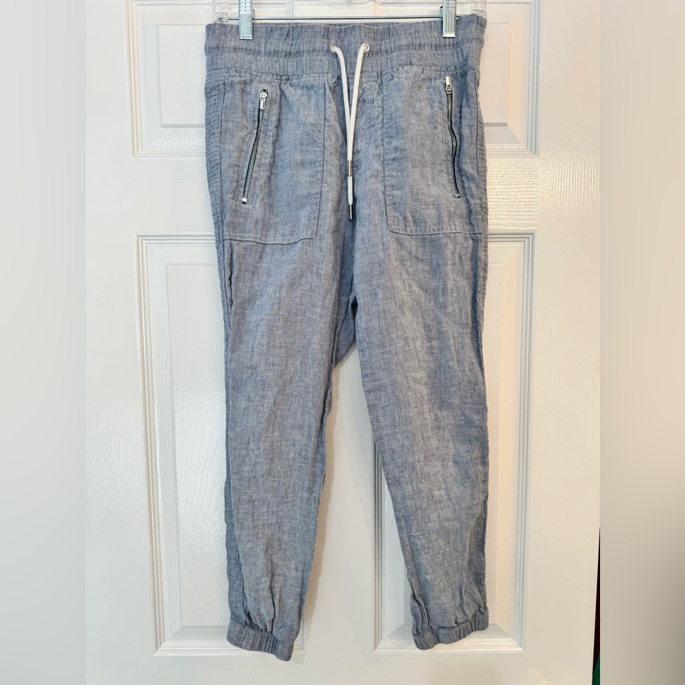 Athleta Cabo Light Blue Linen-Blend Jogger Pants